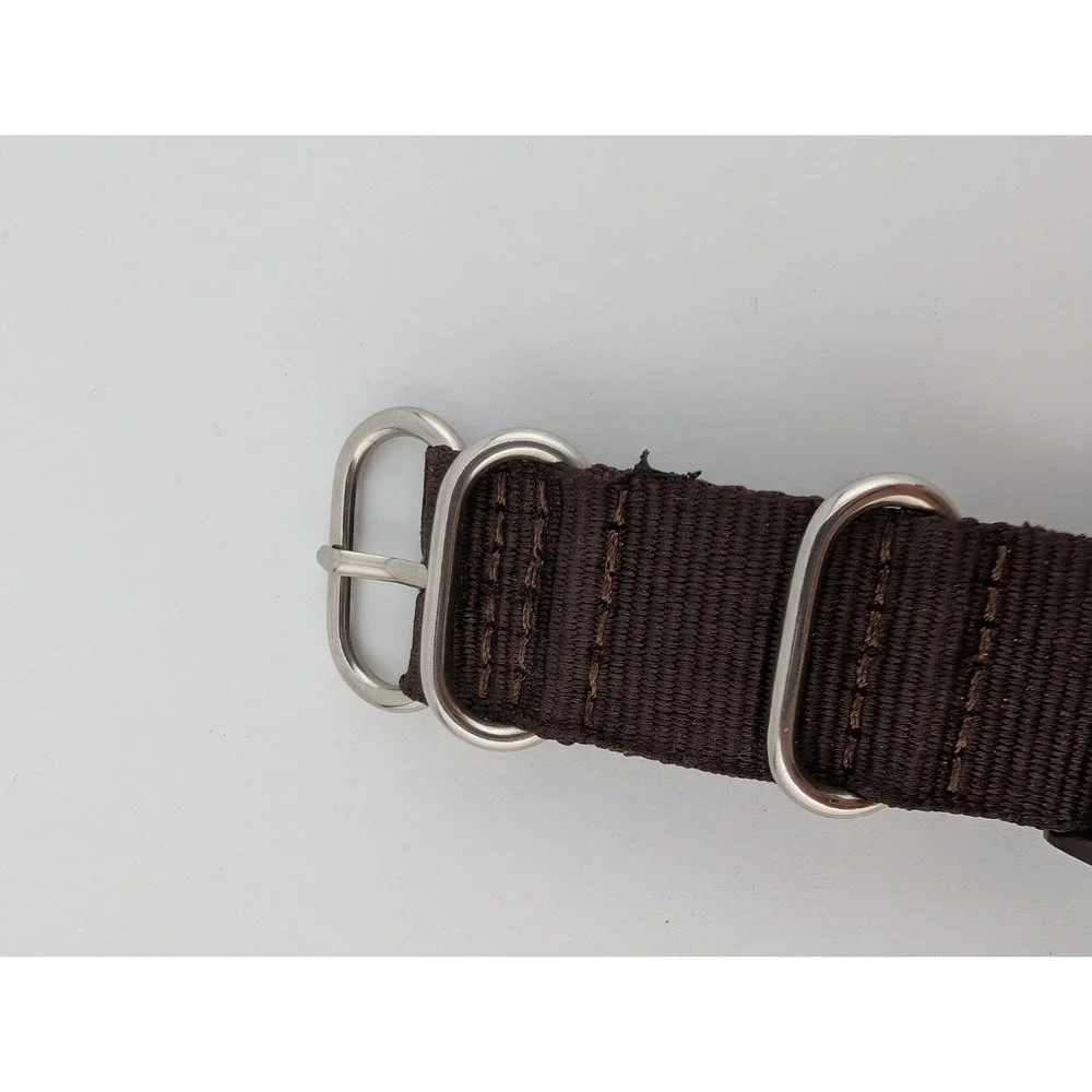 Xhilaration Watch Men 41mm Case Military Time Brown Canvas Strap-‎ New Battery
